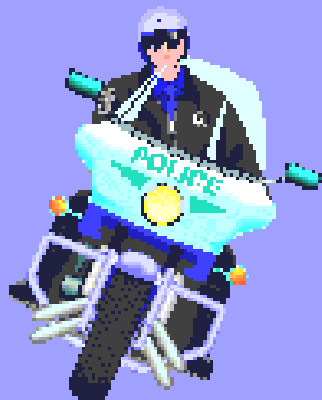 Policjant jadący na motorze